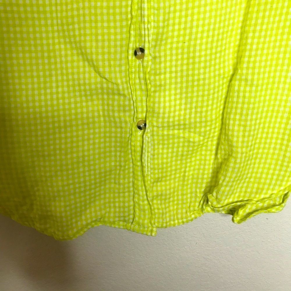 Hurley Lime Green Gingham Button Down Blouse - image 2